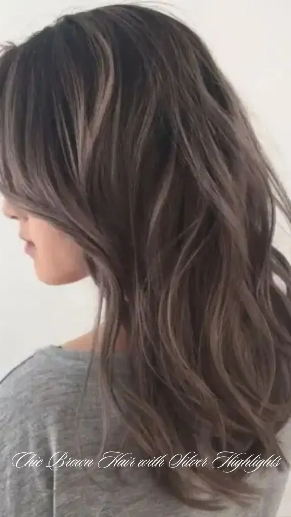 Glossy Brown Lob with Silver Strands