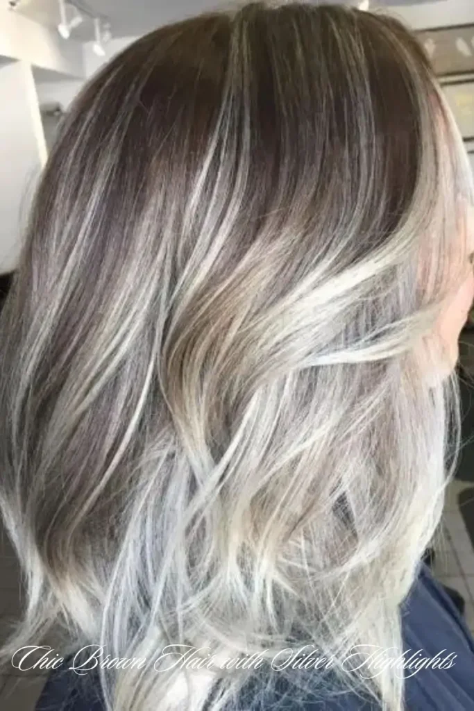Wavy Brown Hair with Chunky Silver Highlights