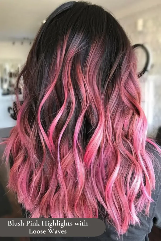 Blush Pink Highlights with Loose Waves