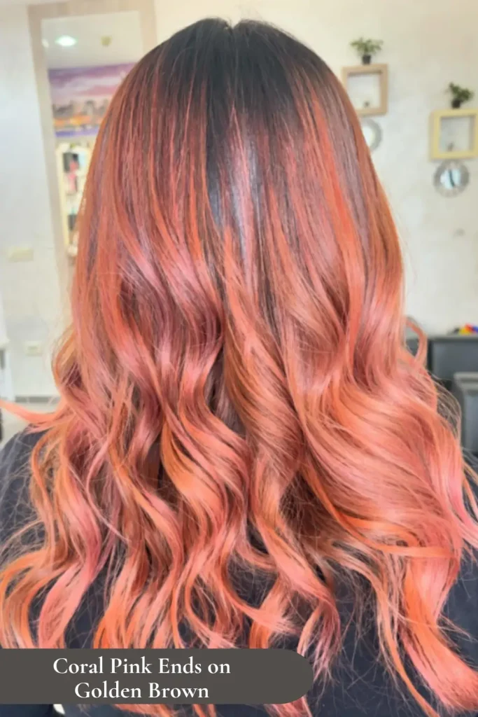 Coral Pink Ends on Golden Brown