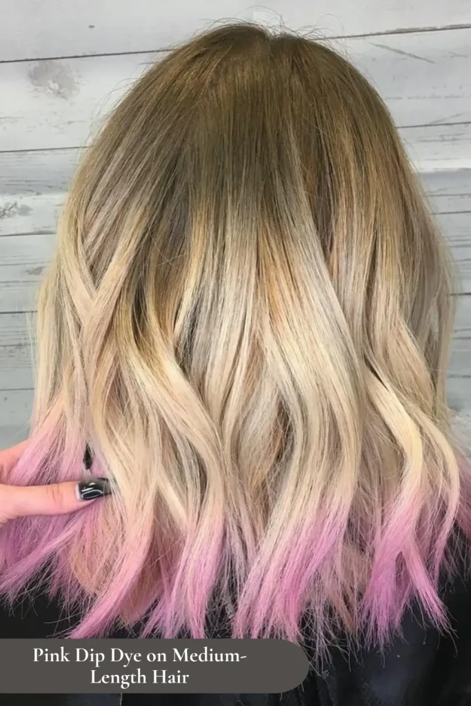 Pink Dip Dye on Medium-Length Hair