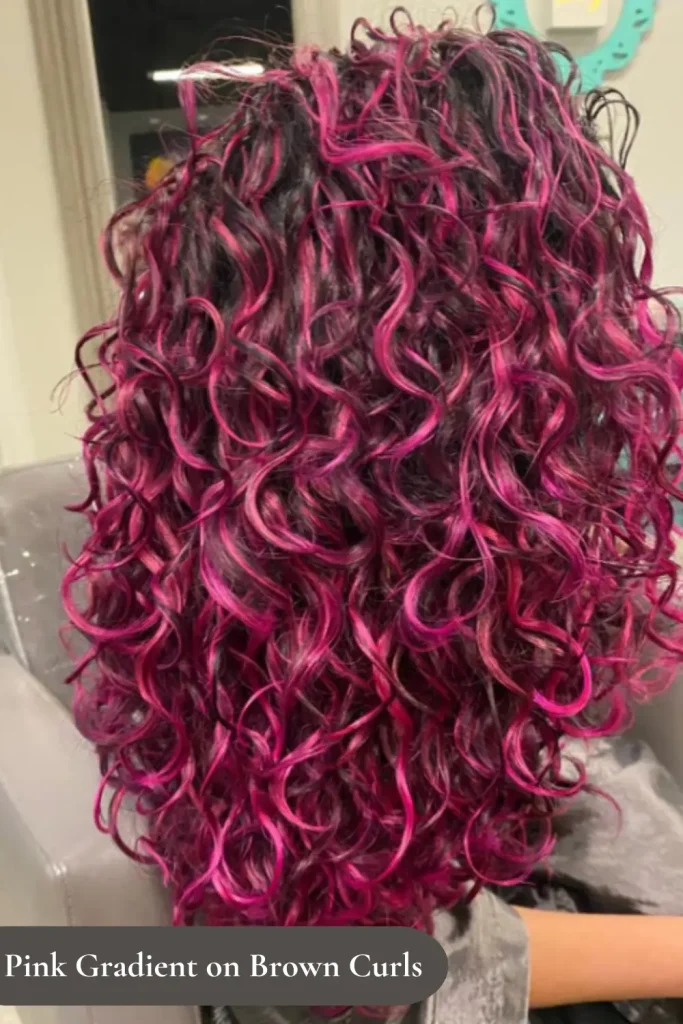 Pink Gradient on Brown Curls