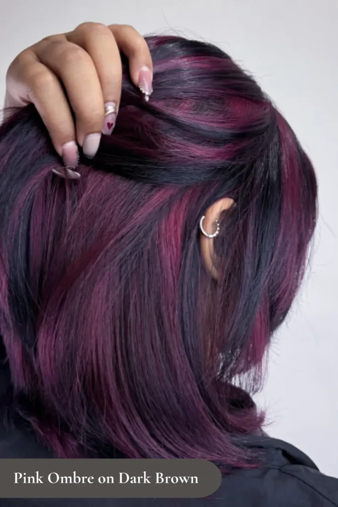 Pink Ombre on Dark Brown