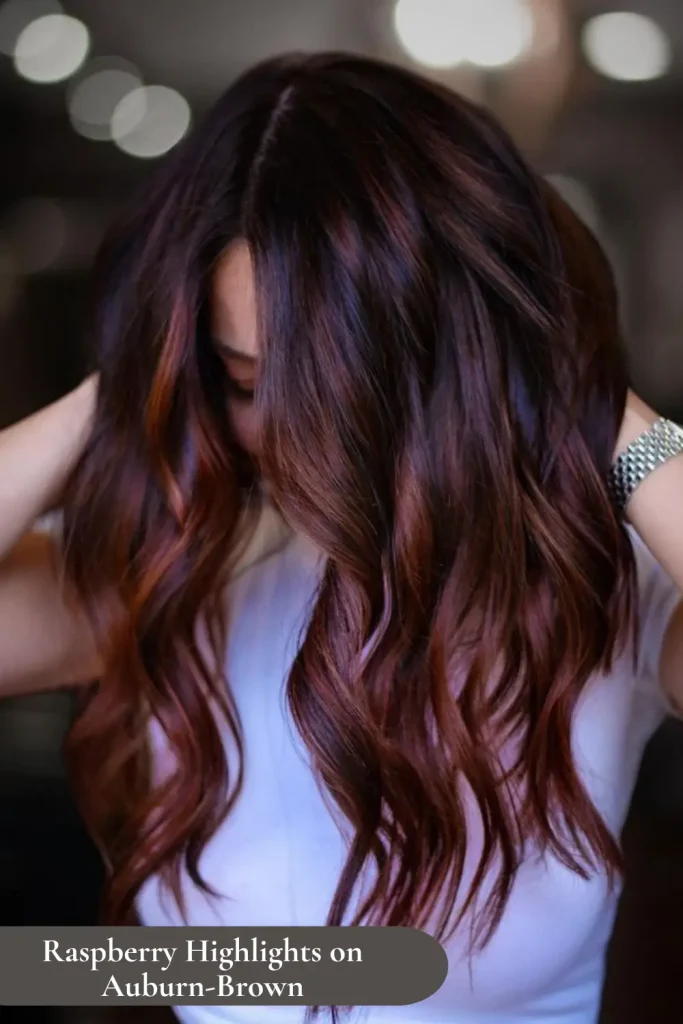 Raspberry Highlights on Auburn-Brown