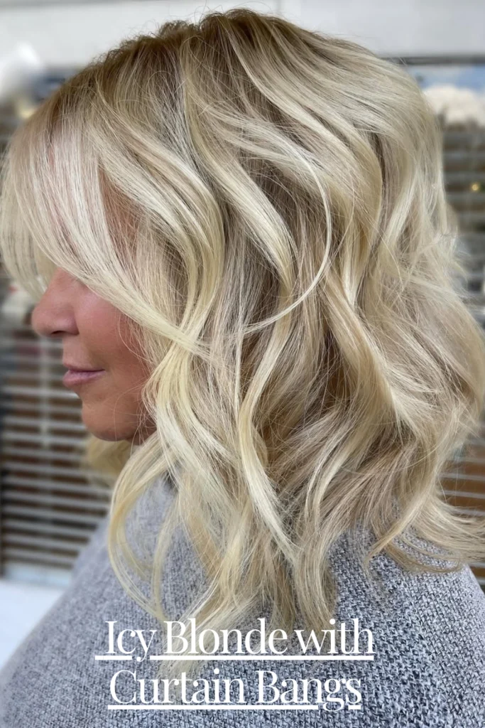 Icy Blonde with Curtain Bangs