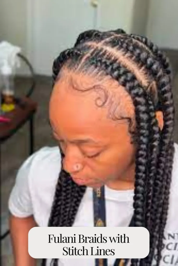 Fulani Braids with Stitch Lines