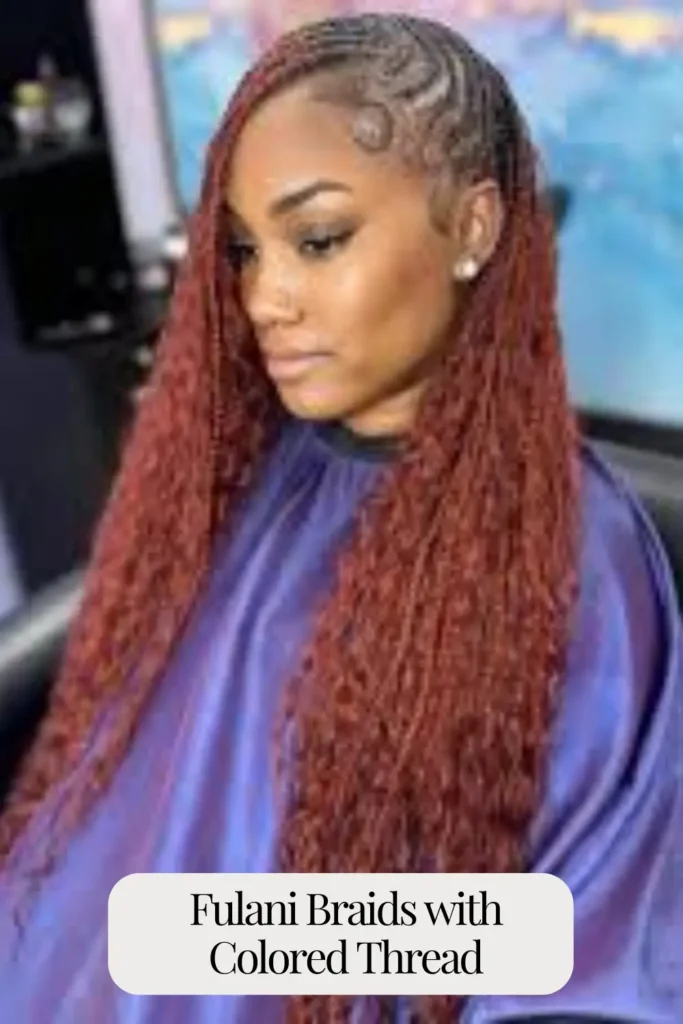 Fulani Braids with Colored Thread