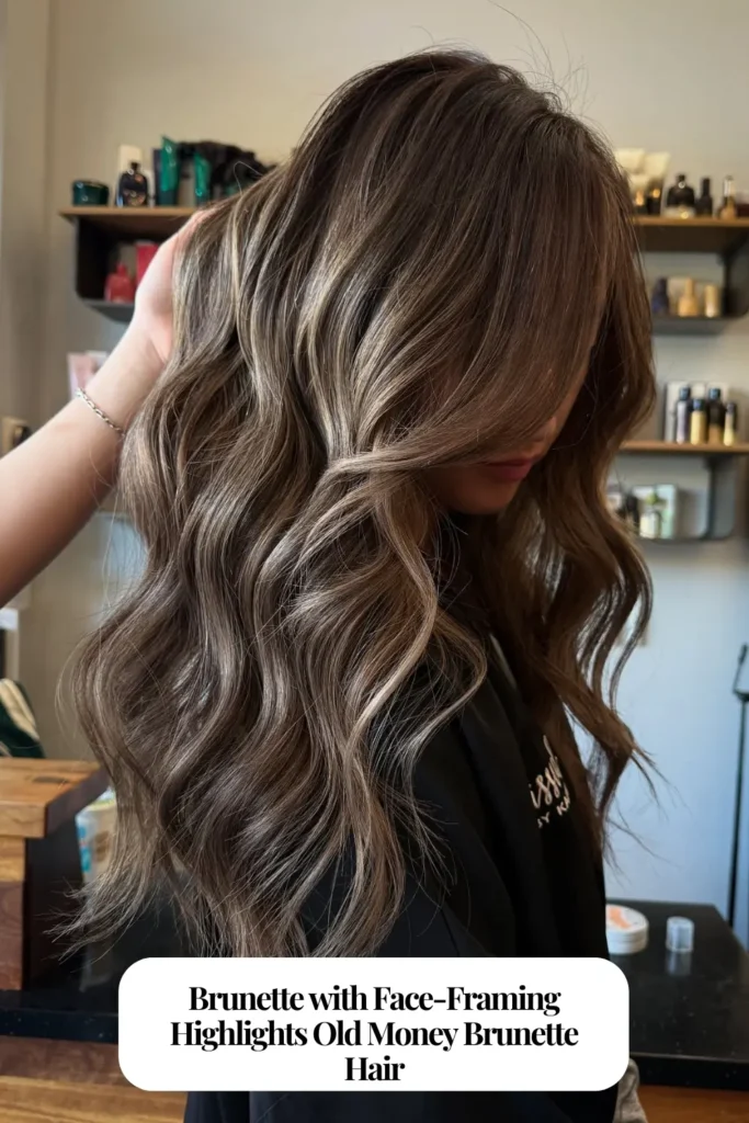 Brunette with Face-Framing Highlights