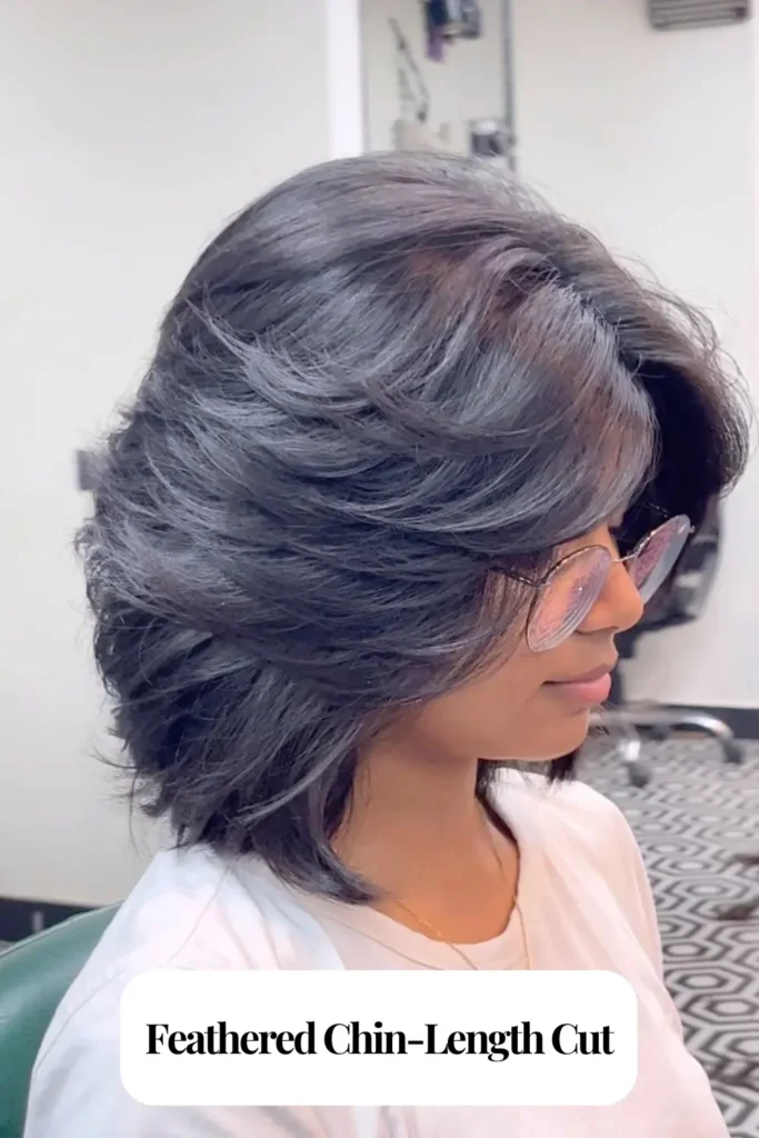 Feathered Chin-Length Cut