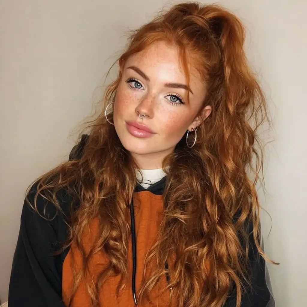 Red high ponytail
