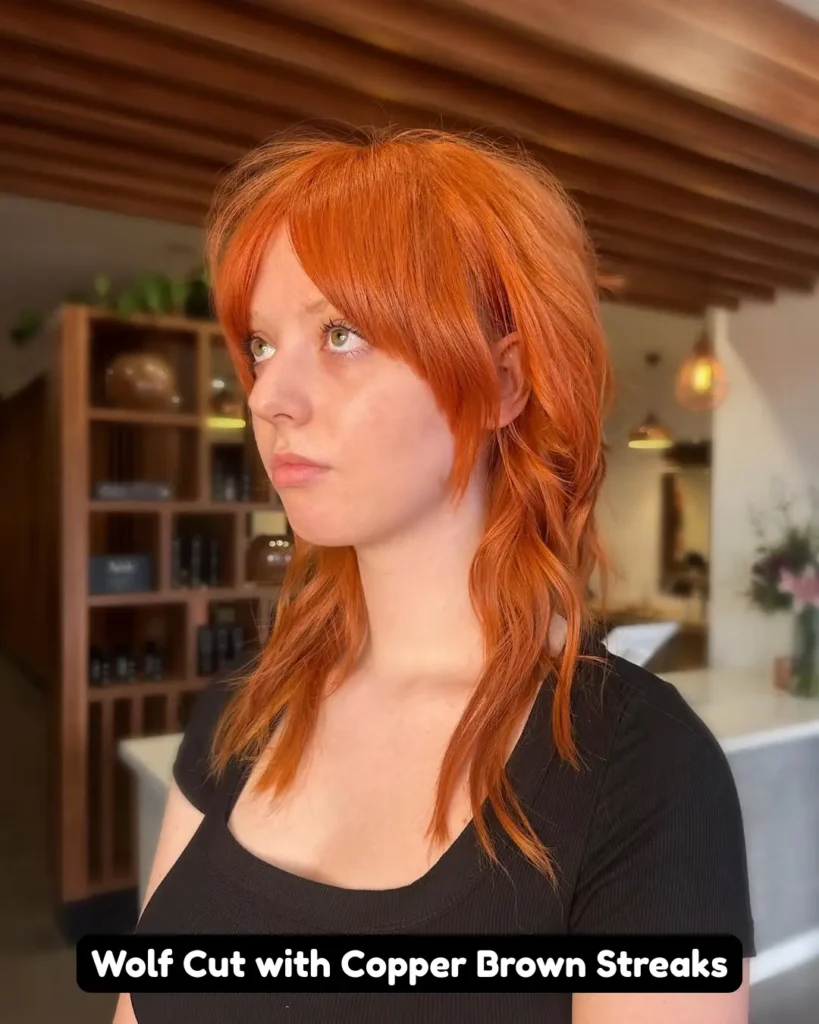Wolf Cut with Copper Brown Streaks