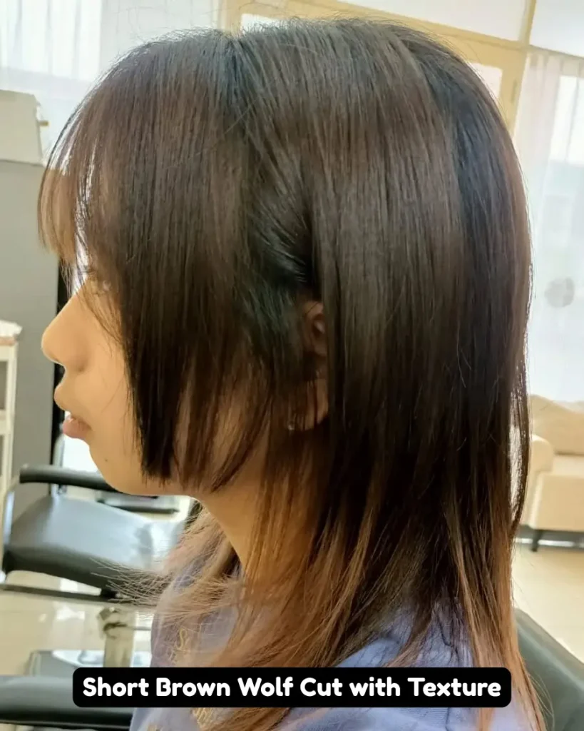 Short Brown Wolf Cut with Texture
