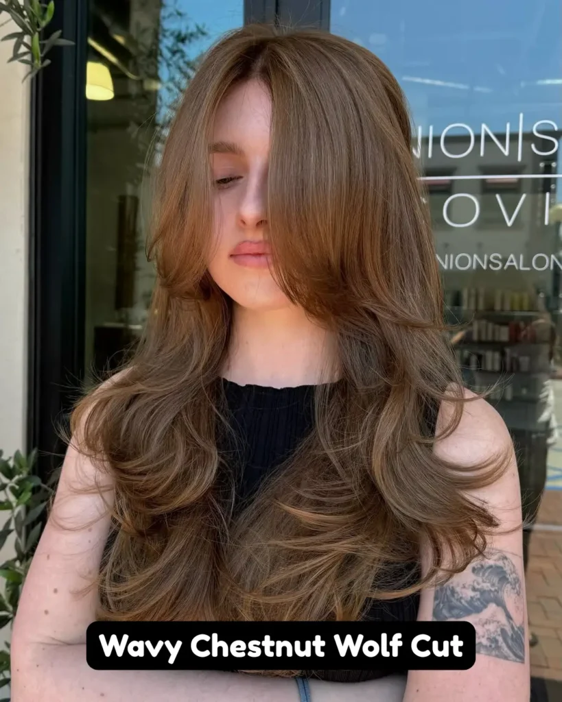 Wavy Chestnut Wolf Cut