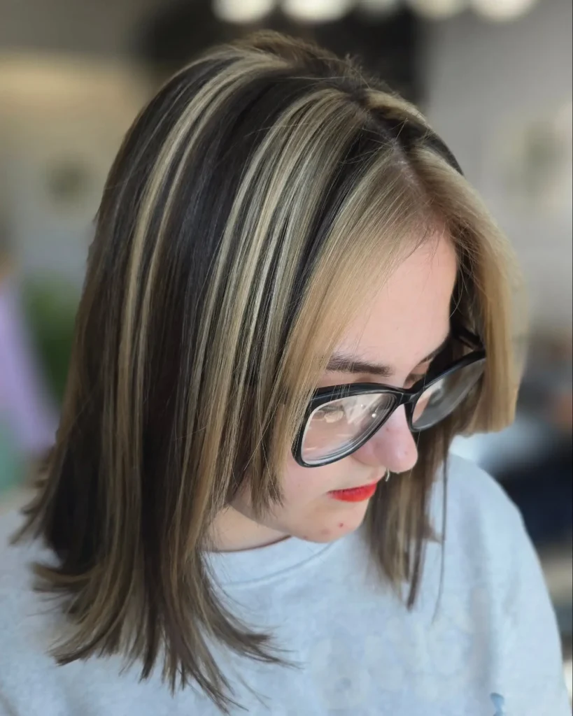 Chunky Highlights on a Bob Cut