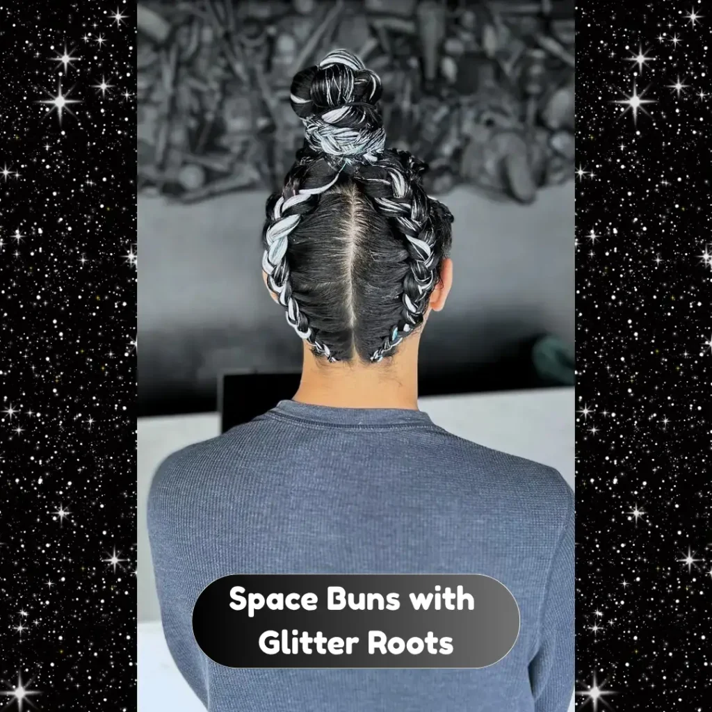 Space Buns with Glitter Roots