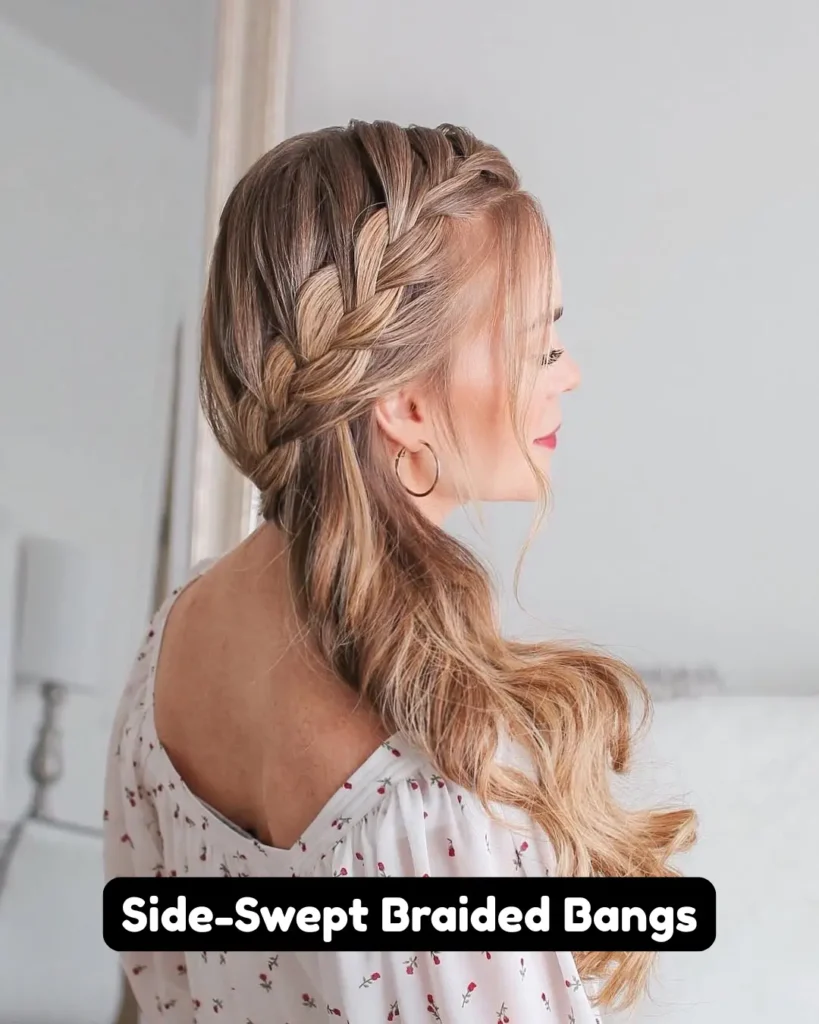 Side-Swept Braided Bangs