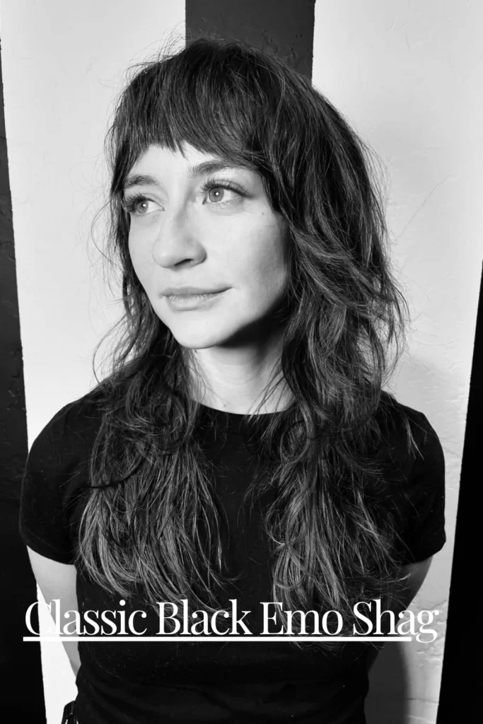 Classic Black Emo Shag – deep-layered drama