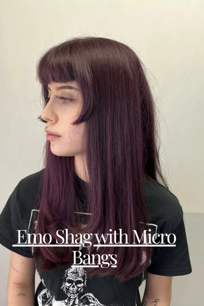 Emo Shag with Micro Bangs – bold focus