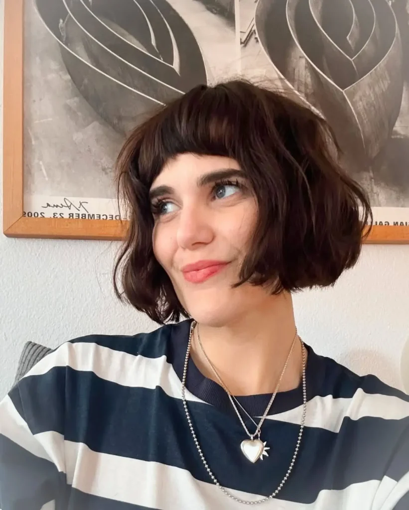 Shaggy Lob with Baby Bangs