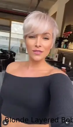 Blonde Layered Bob with Bangs