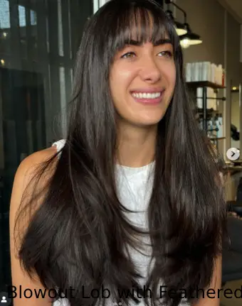 Blowout Lob with Feathered Bangs