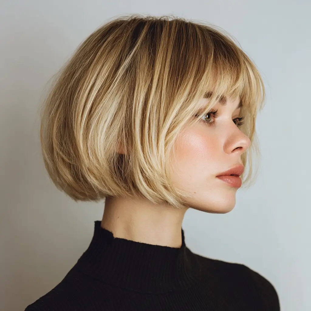 Glossy Bob With Middle Part