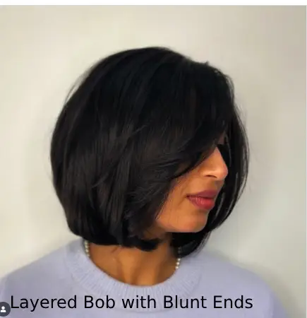  Layered Bob with Blunt Ends