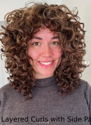Layered Curls with Side Part