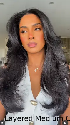  Layered Medium Cut with Arched Bangs