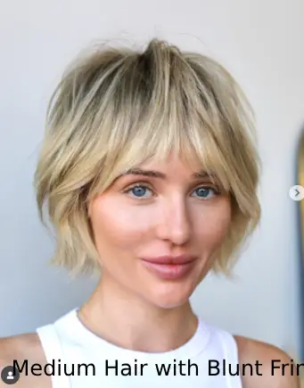  Medium Hair with Blunt Fringe and Subtle Waves