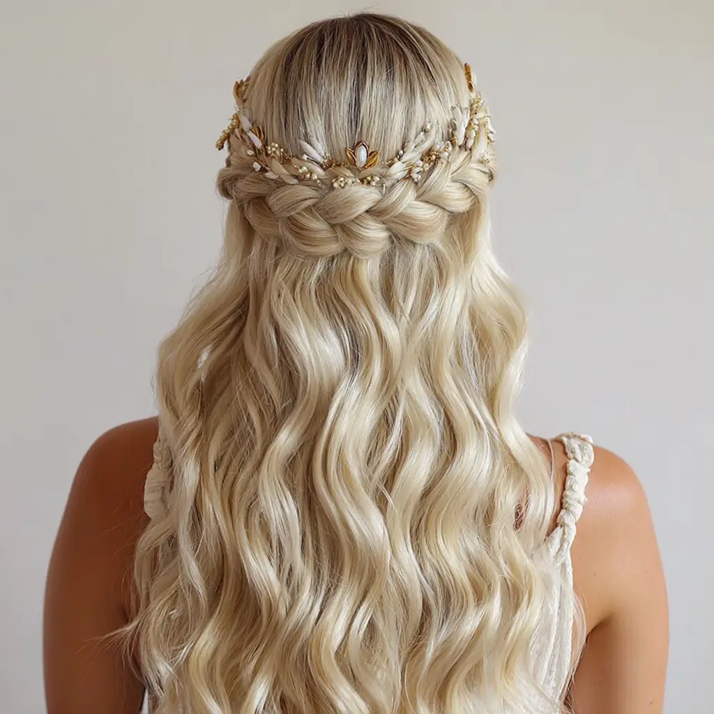 Braided Crown with Waves – Wave Hair Ideas