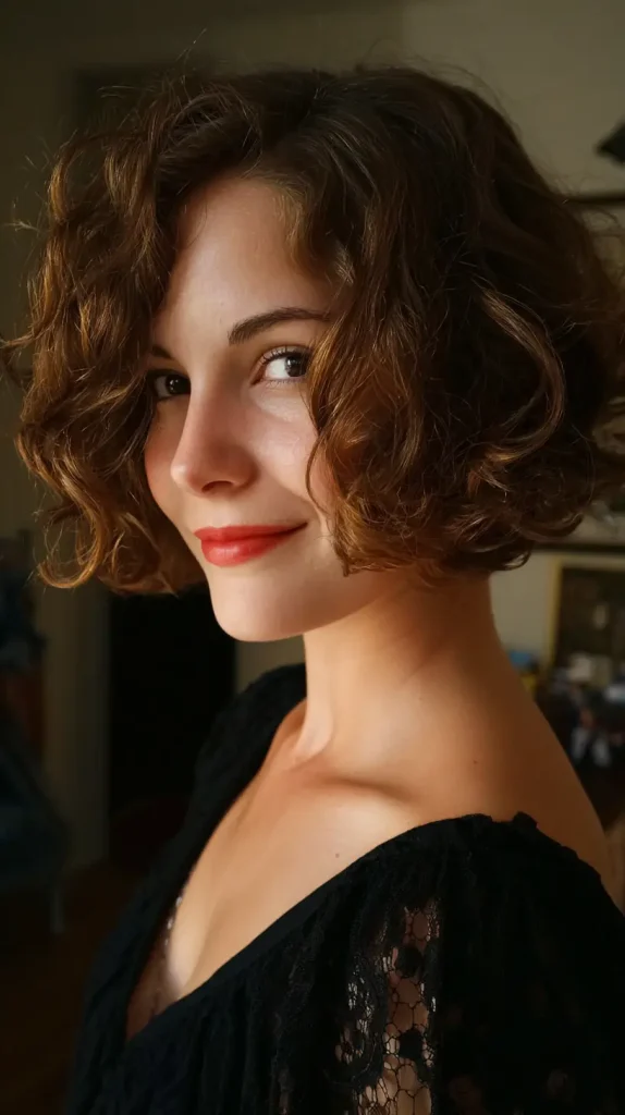 Asymmetrical Curly Bob