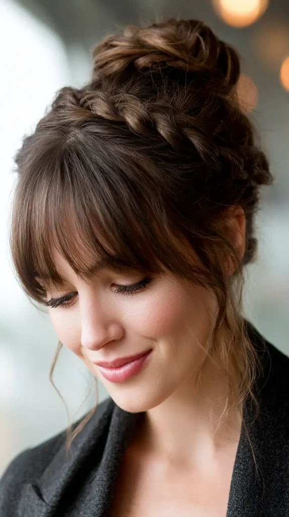 Braided Bun with Bangs