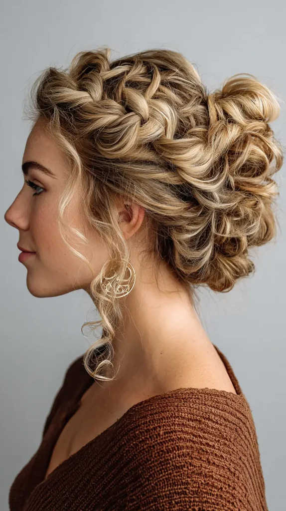 Braided Bun with Curly Ends