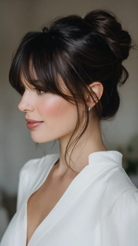 Bun with Curtain Bangs