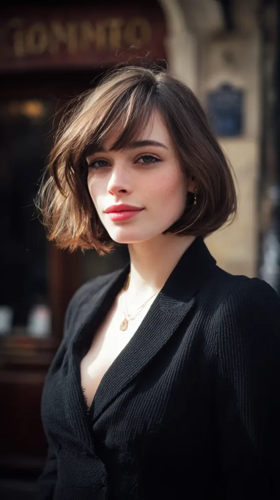 French Bob with Deep Side Part