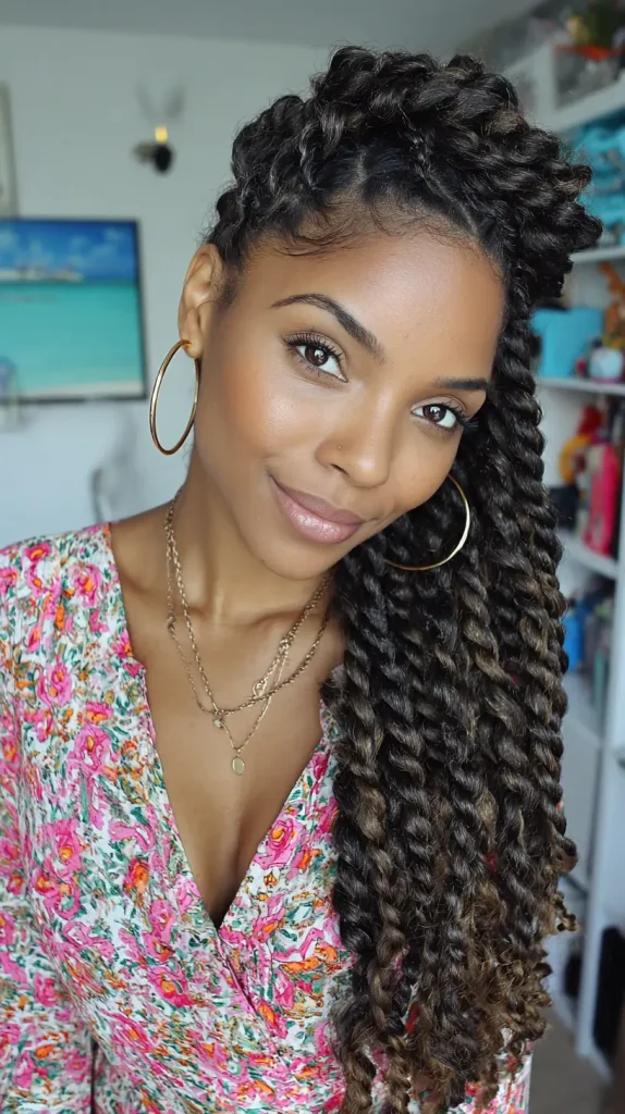 Half-Up, Half-Down Cuban Twists