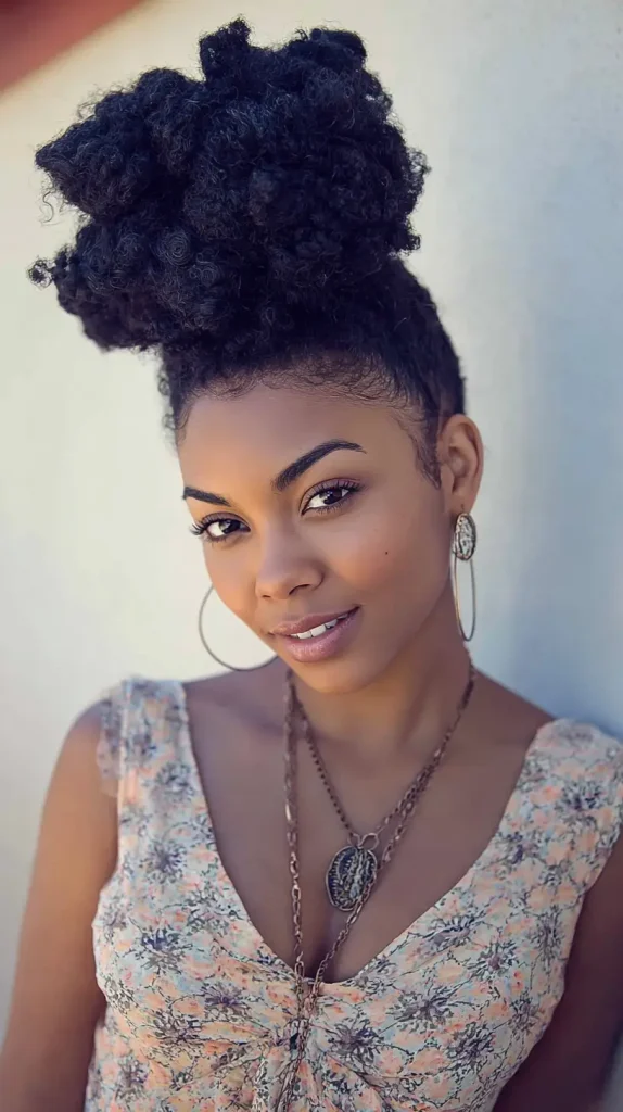 High Bun with Curls and Edges