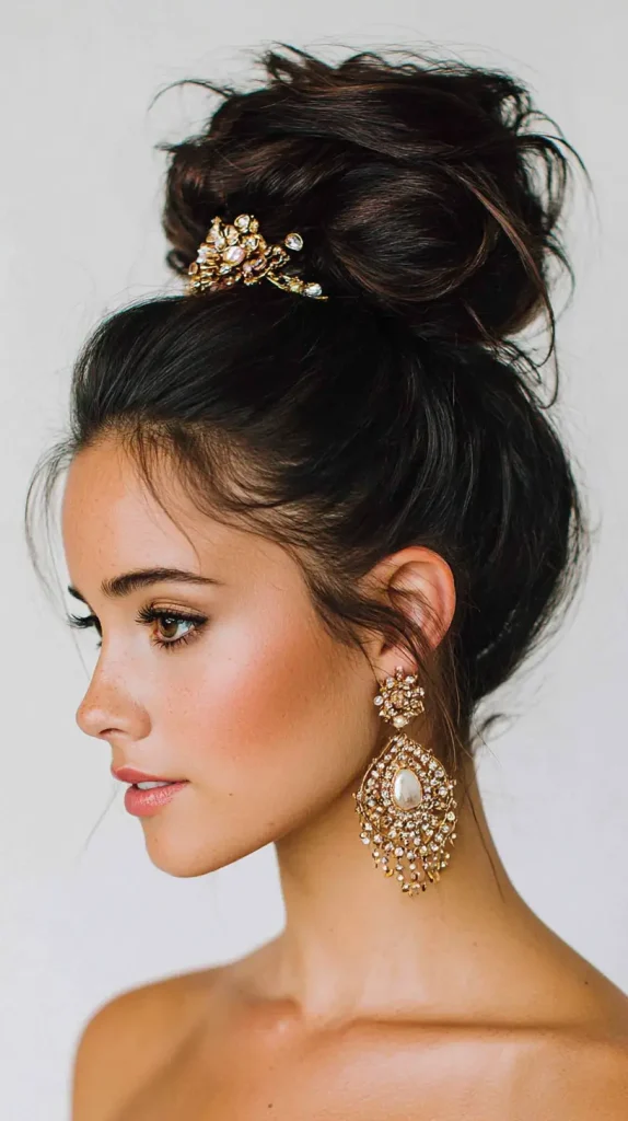 High Bun with Hair Jewelry