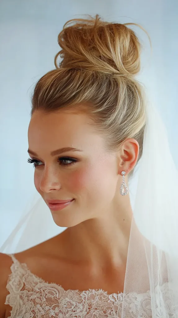 High Bun with Veil Placement