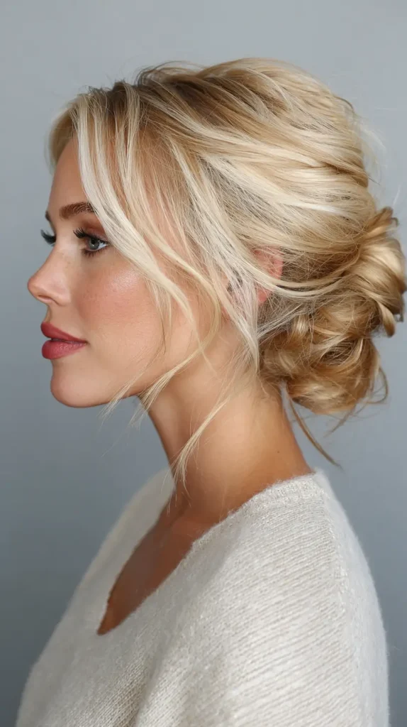 Low Messy Bun With a Middle Part