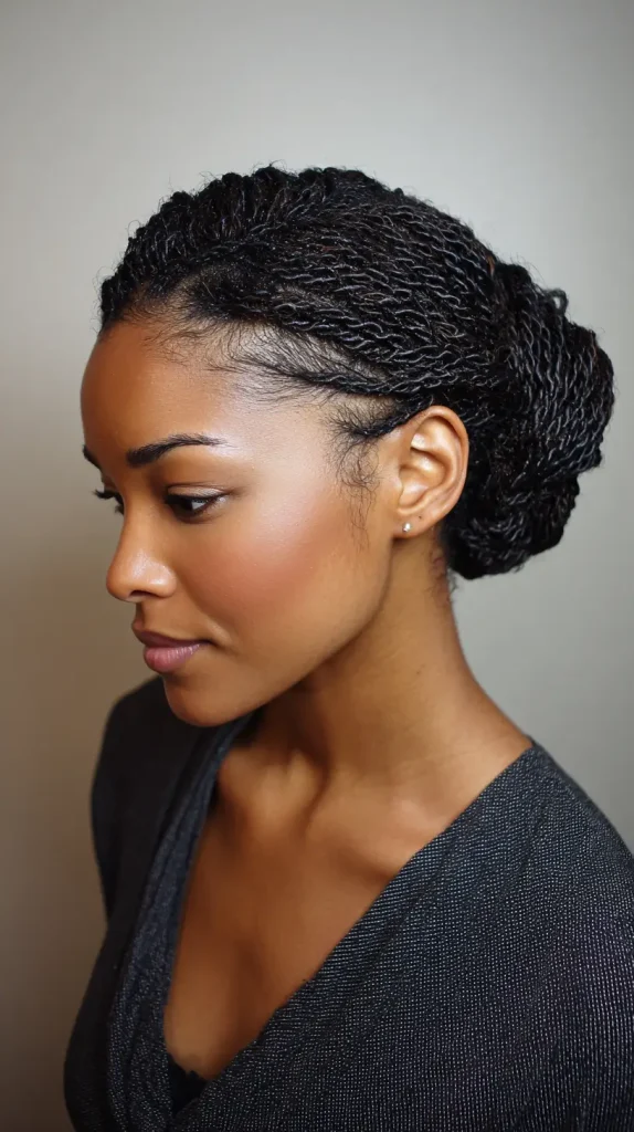 Mini Twists in a Low Bun
