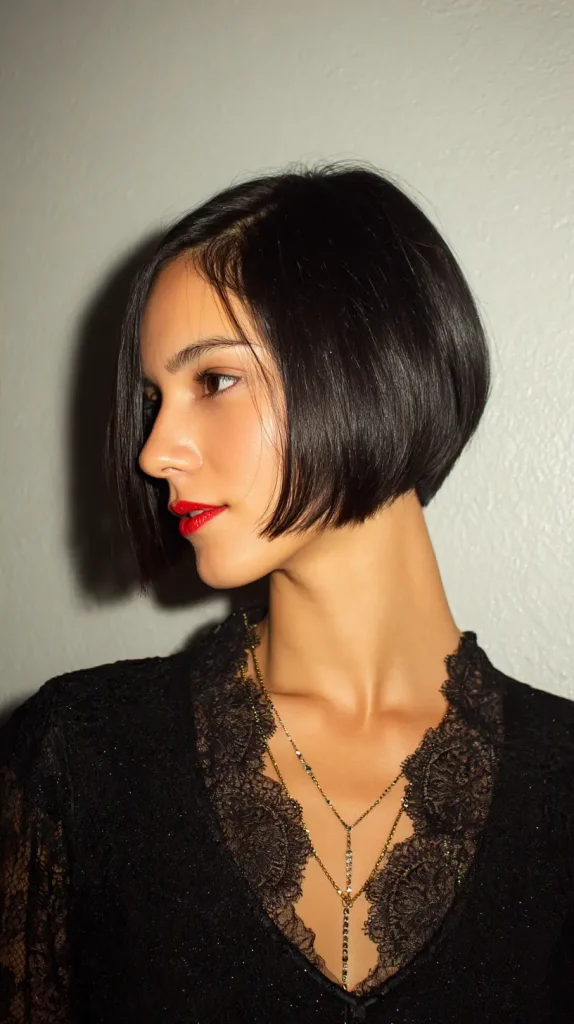 Sleek French Bob with a Deep Side Part