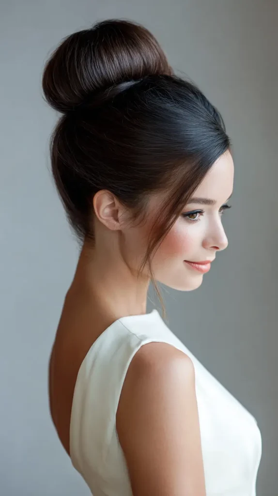 Sleek High Bun with Center Part