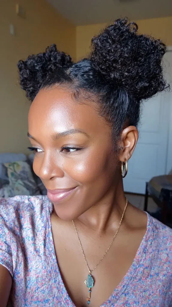 Space Buns on Natural Hair