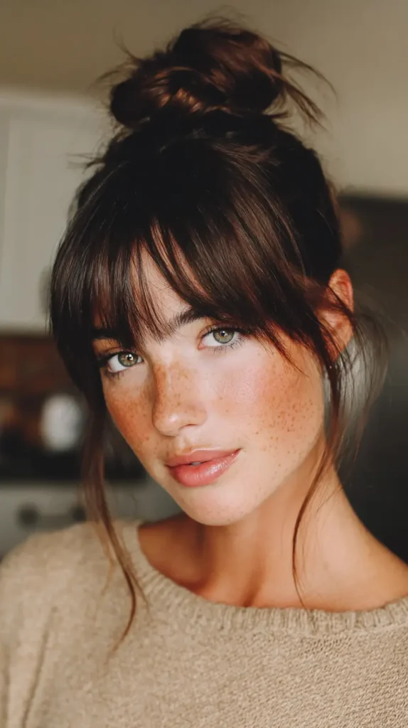 The Top Knot with Bangs