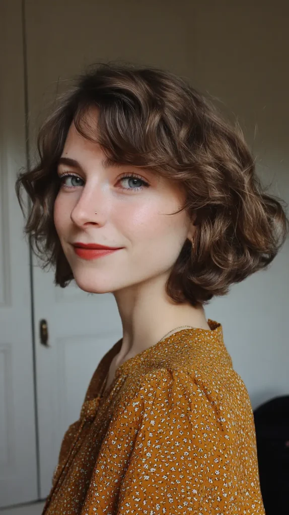 Wavy French Bob with Curtain Bangs