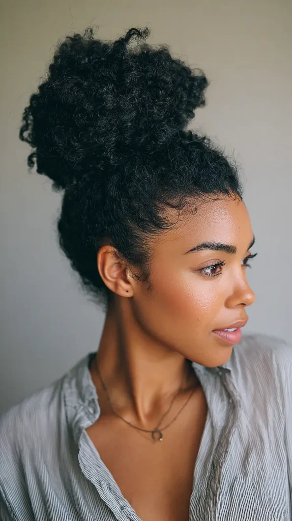 Bun with Natural Hair Texture
