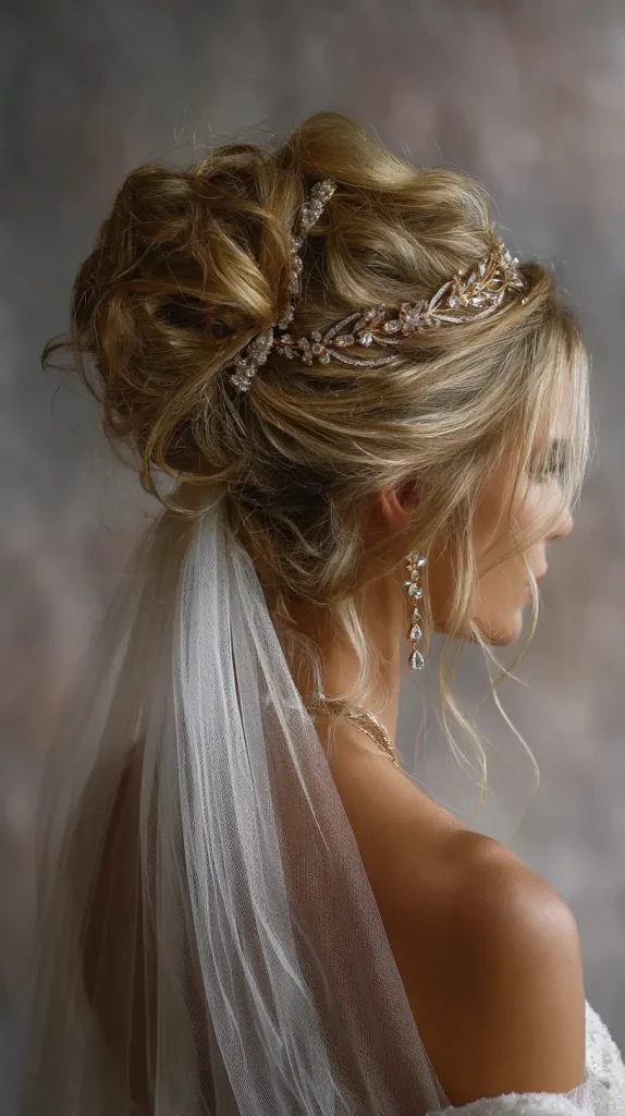 Bun with a Veil or Tiara
