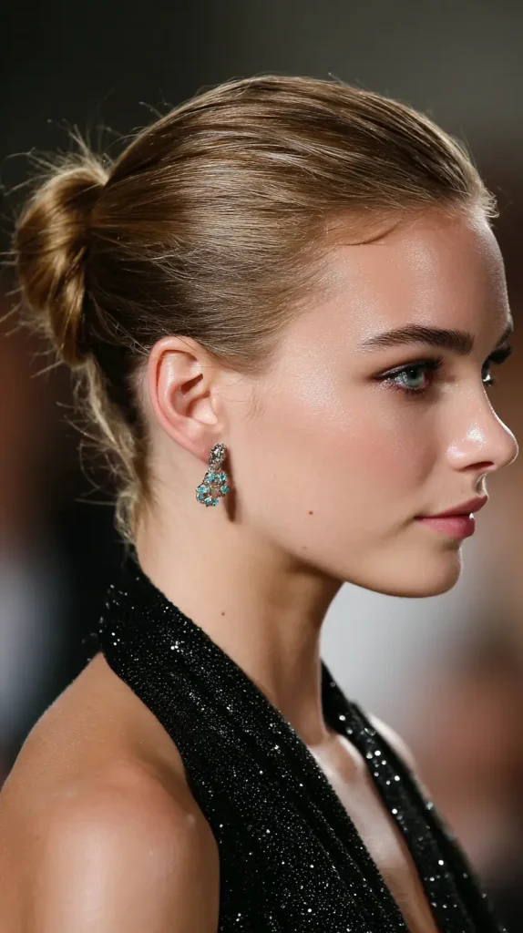 Center-Part Sleek Bun
